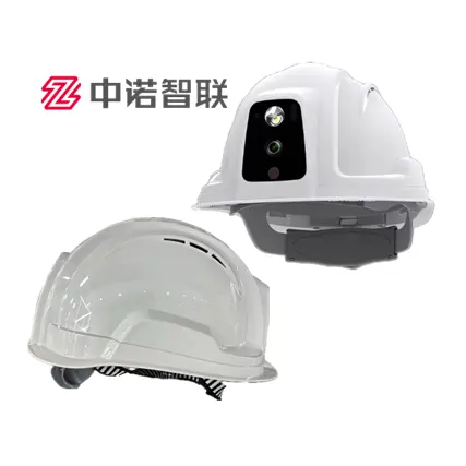 ABS helm keselamatan cerdas GPS, helm keamanan konstruksi putih, topi keras dengan lampu mendaki & 4G Wifi kamera langsung