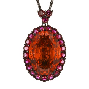 Collar con Colgante de Circonia Cúbica Ovalada de Latón Vintage, Diseño de Corindón Rojo Simulado, para Damas, para Viajes y Eventos - Product Image 2