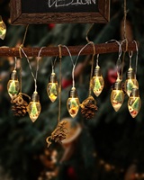 Lumières de Noël de 6,6 pieds pour décorations de chambre à coucher d'intérieur-10 ampoules Globe LED Guirlande lumineuse avec arbre, neige et ornements mignons