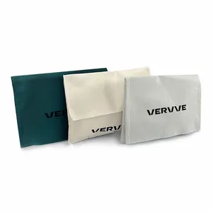 Wholesale Custom Eco Friendly Gray Envelope Dust Bag Clothes Packaging Cotton Flap Envelope Bags for Handbag Purse Storage