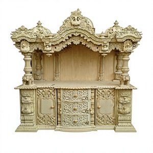Temple de style moderne en marbre blanc traditionnel, décoration intérieure, taille personnalisée, mobilier en bois traité d'excellente qualité, pas cher - Product Image 3