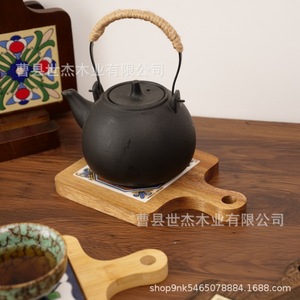 Posavasos de Madera y Cerámica con Asas, Aislantes del Calor, Forma Rectangular, Diseño Floral, Manteles Individuales de Madera Maciza para Mesa de Comedor - Product Image 3