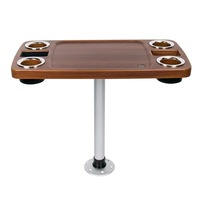 Table de ponton en bois ABS avec porte-gobelet Base en aluminium meubles de ponton pour accessoires de bateau RV fournitures marines