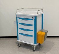 Chariot à médicaments modulaire en plastique 620*480*920mm avec système de verrouillage centralisé, roues silencieuses de 100mm et tiroirs à cloisons pour hôpital
