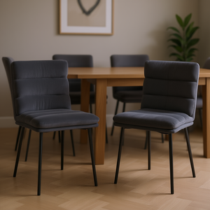 Chaises de salle à manger en velours gris foncé, modernes, avec pieds en métal rembourrés, meubles pour la maison - Product Image 2