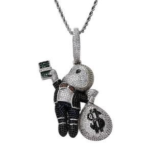 Joyería Hip Hop, Colgante Personalizado con Diamantes de Imitación Coloridos, Diseño de Niño Calvo con Dólares - Product Image 1