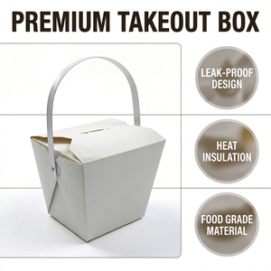 Premium Noodle Box Paperboard Square <b>Takeaway</b> <b>Container</b> With Handle Custom Printing Four-Color Design Self Erecting Food Grade - Product Image 4
