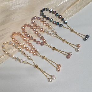 <span class=keywords><strong>Pulsera</strong></span> de <span class=keywords><strong>Perlas</strong></span> Naturales de Agua Dulce, Estilo Barroco Geométrico, Chapada en Oro de 18k, Ajustable, Simple y Elegante - Product Image 1