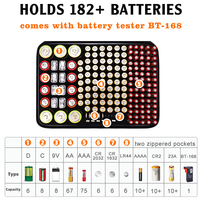 Caja organizadora de bolsa de almacenamiento de batería impermeable ignífuga YHX para baterías AA AAA C D 9V (182 ranuras a prueba de golpes portátil)