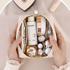 Custom Stylish Brown Girls Soft Pu Leather Waterproof Cosmetic Pouch Make up Travel Pouch - Product Image 6