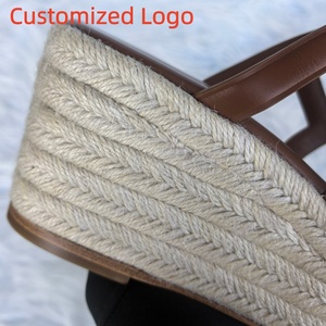 Sandalias de Plataforma Planas de Cuero Genuino para Mujer, Diseño de Lujo de Verano, Elegantes, con Suela de Paja - Product Image 5