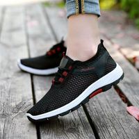 Baskets d'été en toile maillée pour hommes, tige respirante ajourée, chaussures de marche légères et décontractées pour l'extérieur