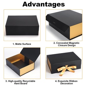 Wholesale Best Selling Rigid Folding Black Gold Packaging <b>Magnetic</b> <b>Boxes</b> Flip Foldable <b>Gift</b> <b>Boxes</b> With Your Logo - Product Image 2