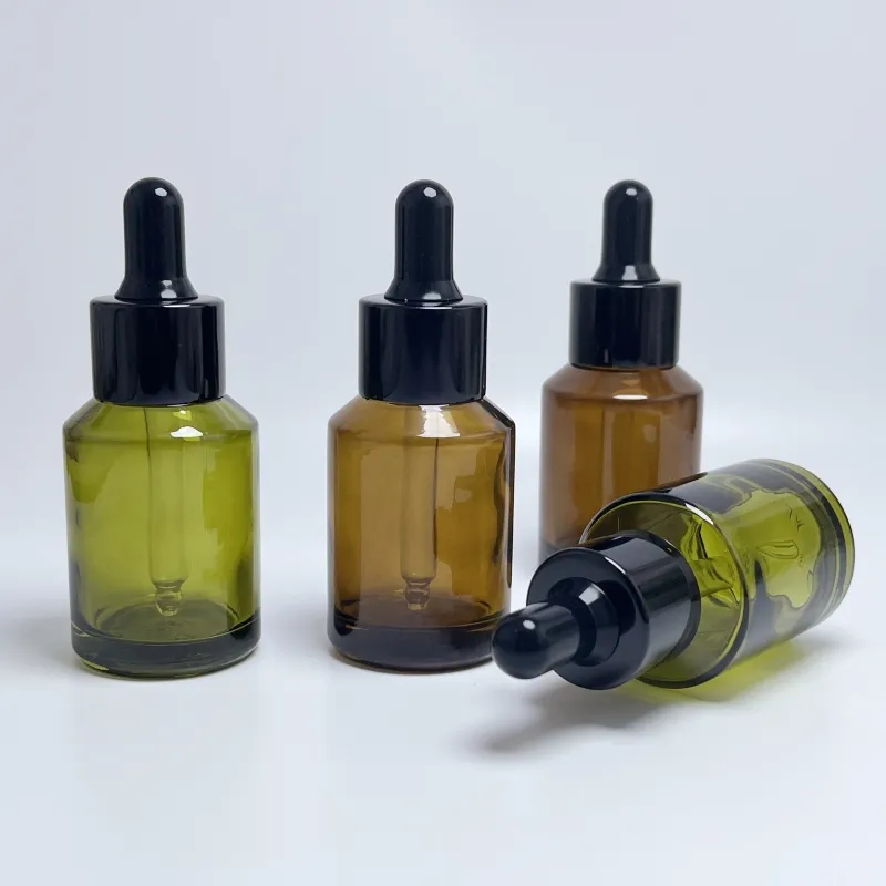 Luxury 30ml glass dropper bottle serum bottle essence bottle with amber green dropper cap for essential oil