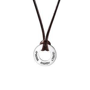 Collar de Acero Inoxidable Personalizado para Hombre, con Cordón de Cuero, <span class=keywords><strong>Palabras</strong></span> Inspiradoras Grabadas, Nombre de Niño, Regalo de Cumpleaños para Papá - Product Image 1