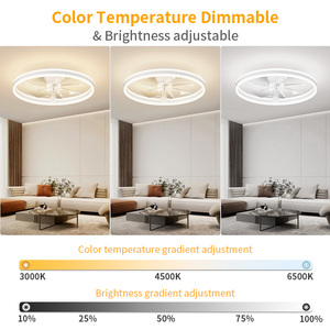Ventilateur de plafond intelligent moderne avec lumière, 7 pales, température de couleur réglable sur 3 niveaux, moteur DC silencieux et efficace, 6 vitesses, commande par application/télécommande - Product Image 3