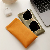 Étui à lunettes en cuir souple avec logo personnalisé, étui à lunettes en cuir, étui de protection portable fin, étui de rangement pour lunettes