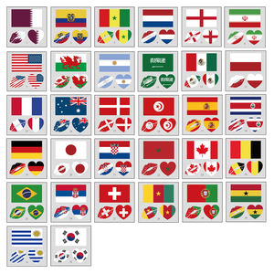 Haute Qualité Personnalisable Football Match Cheer Drapeau et Fête De Vacances Parade Visage Autocollants Équateur En Gros Tatouage Autocollants - Product Image 1