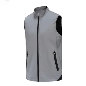 Fashion Custom Logo Men Utility Full Zip 100 % Polyester Golf Vest Waterproof Vest With Pocket