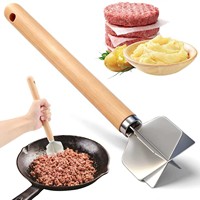 Vleeshakker, -stamper en -spatel voor gehakt, hamburgers en rundvlees.