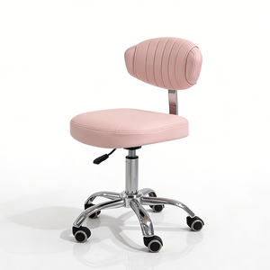 Silla de Barbero de Alta Calidad con Base Metálica Plateada Moderna, Silla de Estilista Rosa de Lujo con Asiento Extraíble para Salón de Belleza - Product Image 1