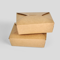 SenAng05 Boîte à bento écologique 1000ml Récipient alimentaire en papier kraft Boîte à lunch jetable Boîte à emporter