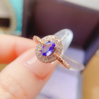 Factory Wholesale 925 Sterling Silver Women's Wedding Ring Natural Tanzanite Gold Plated High Quality for Anniversary Party Gift
