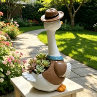 Pot de fleurs en résine en forme de canard de dessin animé, jardinière mignonne en forme d'animal pour plantes succulentes et vertes d'extérieur, cadeaux pour femmes