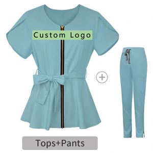 Tenue médicale en spandex à col en V pour femme, ensemble de blouses chirurgicales, uniforme de travail pour salon et infirmières - Product Image 1
