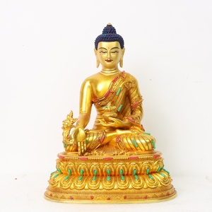 รูปปั้นพระพุทธรูปทำจากทองแดงชุบทองสั่งทำสำหรับวัดบูชา - Product Image 1