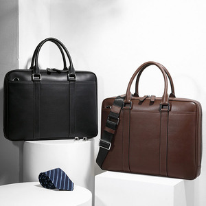Borsa Portadocumenti da <span class=keywords><strong>Uomo</strong></span> in Vera <span class=keywords><strong>Pelle</strong></span>, Borsa per Laptop Portatile con Chiusura a Cerniera, Grande Capacità, Design a Tracolla - Product Image 3
