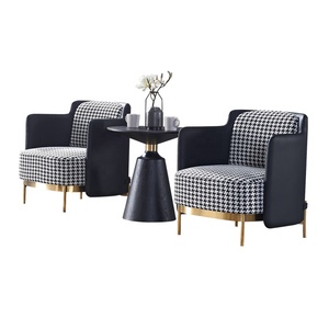 Muebles <span class=keywords><strong>para</strong></span> el hogar moderno ocio Silla de acero de latón piernas tejido tapizado cinta sillón - Product Image 1