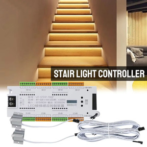Iluminación de <span class=keywords><strong>Escaleras</strong></span> LED con Sensor de Movimiento, Kit de Controlador de Luz Automático para <span class=keywords><strong>Escaleras</strong></span>, DC 12V 24V 32 Canales para <span class=keywords><strong>Escaleras</strong></span>, Tira Flexible - Product Image 1