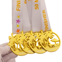 Médailles de course personnalisées en or pour la course d'ultra-endurance hawaïenne aux États-Unis, médailles découpées pour le demi-marathon et médailles de course de sentier amusantes