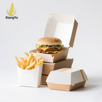 Boîte alimentaire jetable en papier kraft brun, sans PFAS/BPA, biodégradable et recyclable, pour bento, sandwich, emballage à emporter rapide