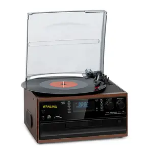 Tocadiscos vertical de DJ de gama alta vintage inalámbrico tocadiscos REPRODUCTOR DE posavasos de discos de vinilo de 3 velocidades con CD de casete