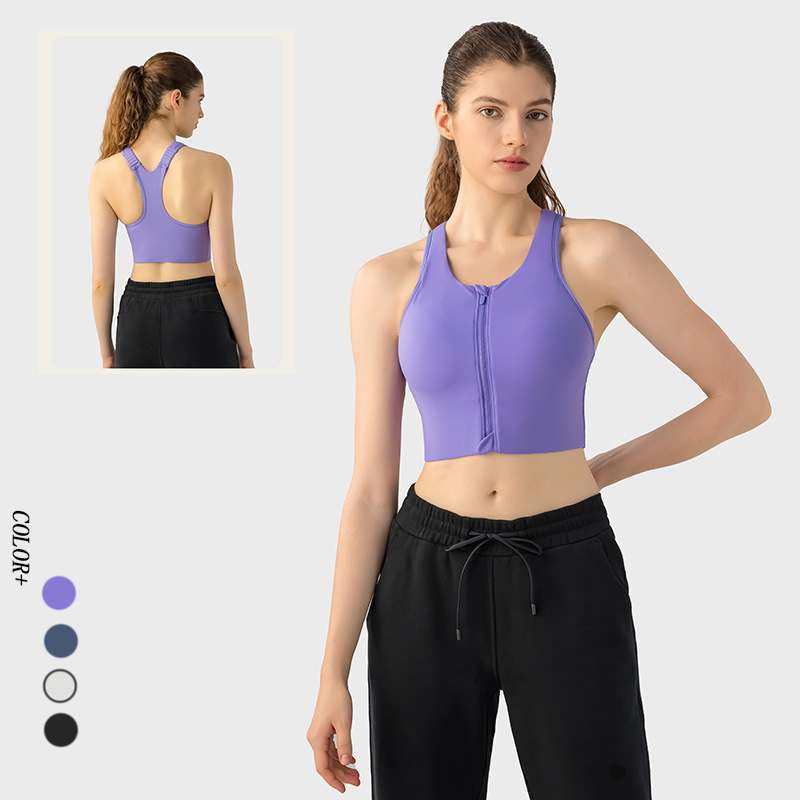 Wholesale Women Zipper Front Adjustable Fitness Clasp Women Yoga Sports Bras