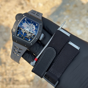 High-quality RM Style Black Ceramic <b>Skeleton</b> <b>Automatic</b> <b>Watch</b> With Gray Rubber Strap - Product Image 4