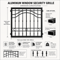 Reja de Seguridad Circular Arqueada para Ventana de Aluminio, Negra, Decorativa, Antirrobo, Protector Exterior para Ventanas