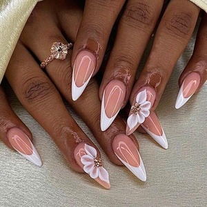 <span class=keywords><strong>Uñas</strong></span> Postizas <span class=keywords><strong>de</strong></span> Acrílico Grueso 3D <span class=keywords><strong>de</strong></span> Estilo Francés <span class=keywords><strong>de</strong></span> Lujo, Bonitas y Elegantes, Hechas a Mano, Pintadas a Mano, Forma Stiletto/Cuadrada - Product Image 1