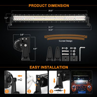 Barre lumineuse LED incurvée mince NAO de 32 à 52 pouces pour Land Cruiser, tout-terrain, camions 4x4, étanche IP68