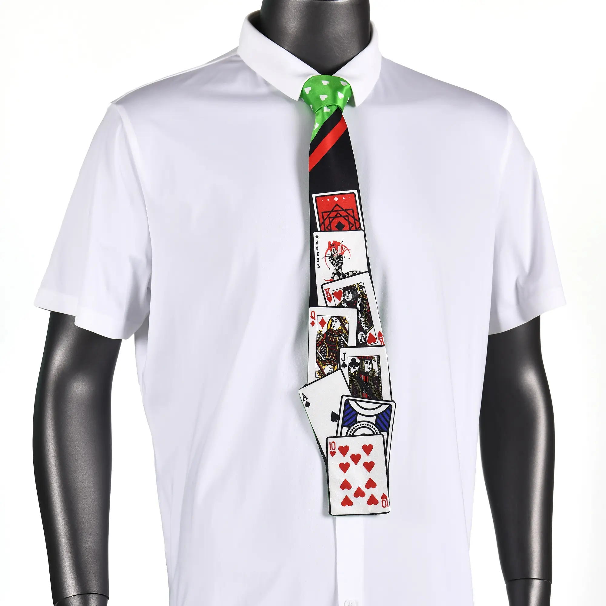 Custom Polyester Silk Mens' Printing Ties Fashion Fun Novelty Poker Shape Polyester Neckties Special Neck Ties for men