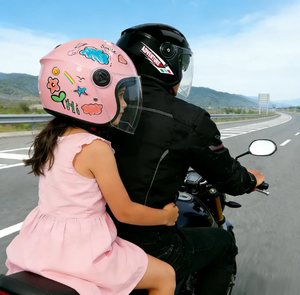 Casco de Motocicleta VRECASE Rosa de Media Cara con Diseño Gráfico, Visera Transparente y Carcasa de ABS - Product Image 5