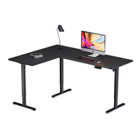 Bureau de travail ergonomique moderne en forme de L, réglable en hauteur (73-118 cm), Boss L2, construction durable, facile à assembler