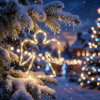 Lampe LED en acrylique motif ange pour fenêtre, suspension décorative féerique pour Noël, fêtes, extérieur et maison