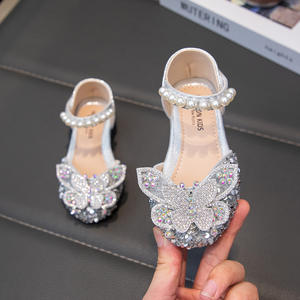 Sandalias de Princesa para Niñas, Primavera/Verano 2026, Cierre de Velcro en el Tobillo, Punta Cerrada, Estilo Coreano, con Pedrería, Suela Suave - Product Image 4