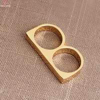 Lefeng Hip Hop personnalité Simple Punk bijoux en acier inoxydable hommes personnalisé Double bague à deux doigts