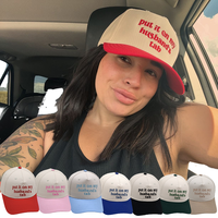 Casquette de baseball unisexe décontractée en tissu mesh, brodée en 3D, bicolore, avec la phrase 'Put It on My Husbands', en tissu courant