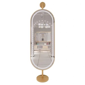 SWT de metal elegante oro doble lado salón espejo Barbero tienda espejos con soporte y Luz - Product Image 1