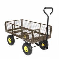 Chariot de jardin pliable en acier grillagé, robuste, avec côtés amovibles, quatre roues, pour transport extérieur